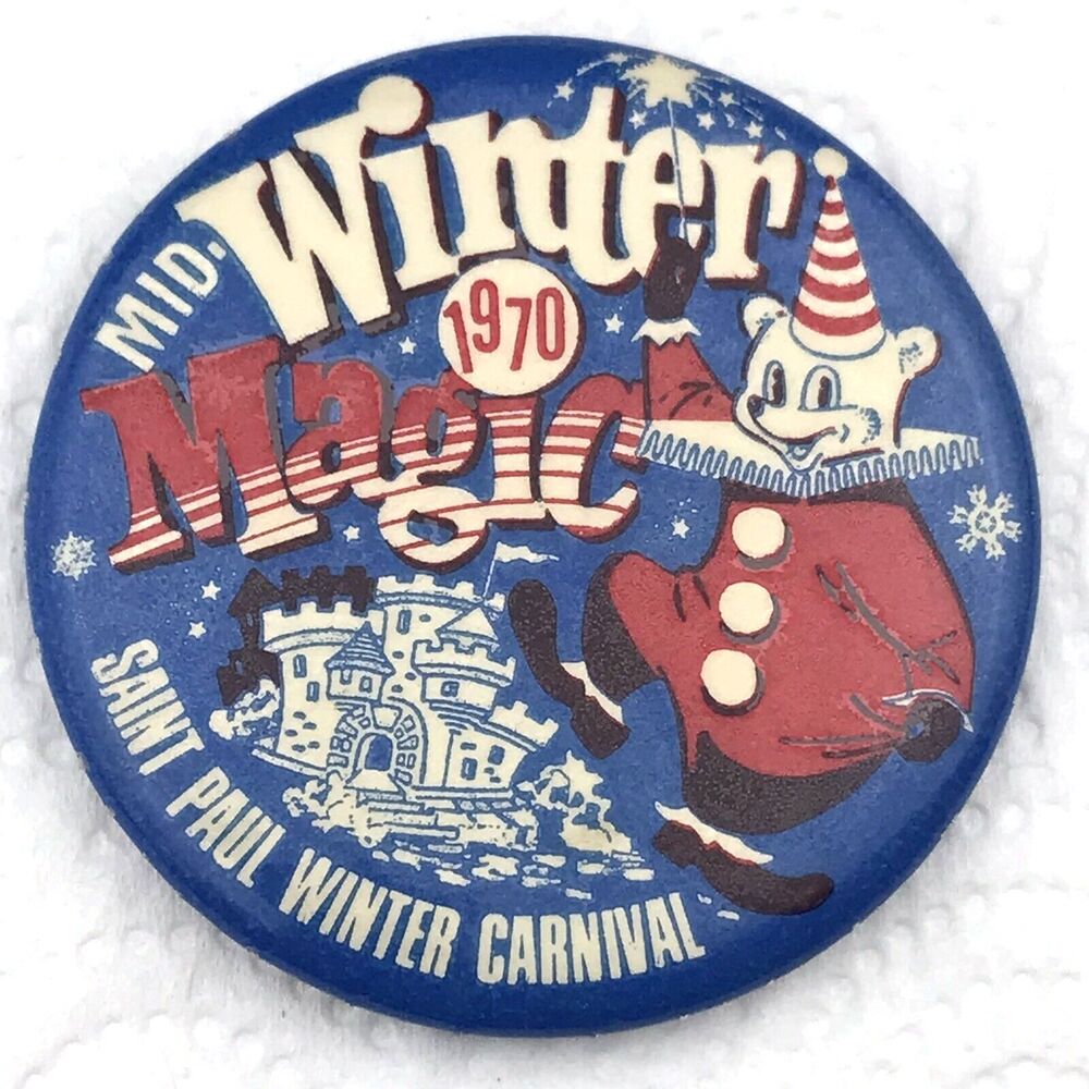 Saint Paul Winter Carnival 1970 Pin Button Vintage Minnesota Mid Winter Magic